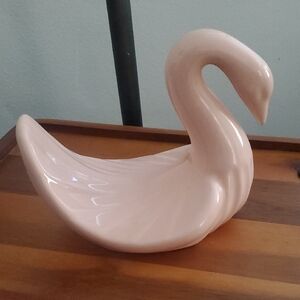 Elegant Pink Swan Ceramic Sculpture